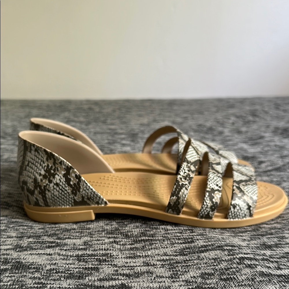 Crocs Tulum Open Flat Sandal Mushroom Stucco Size 6
